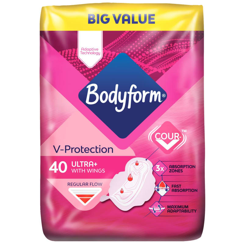 Bodyform Ultra Pads With Wings 40pk Feminine Care B&M Stores