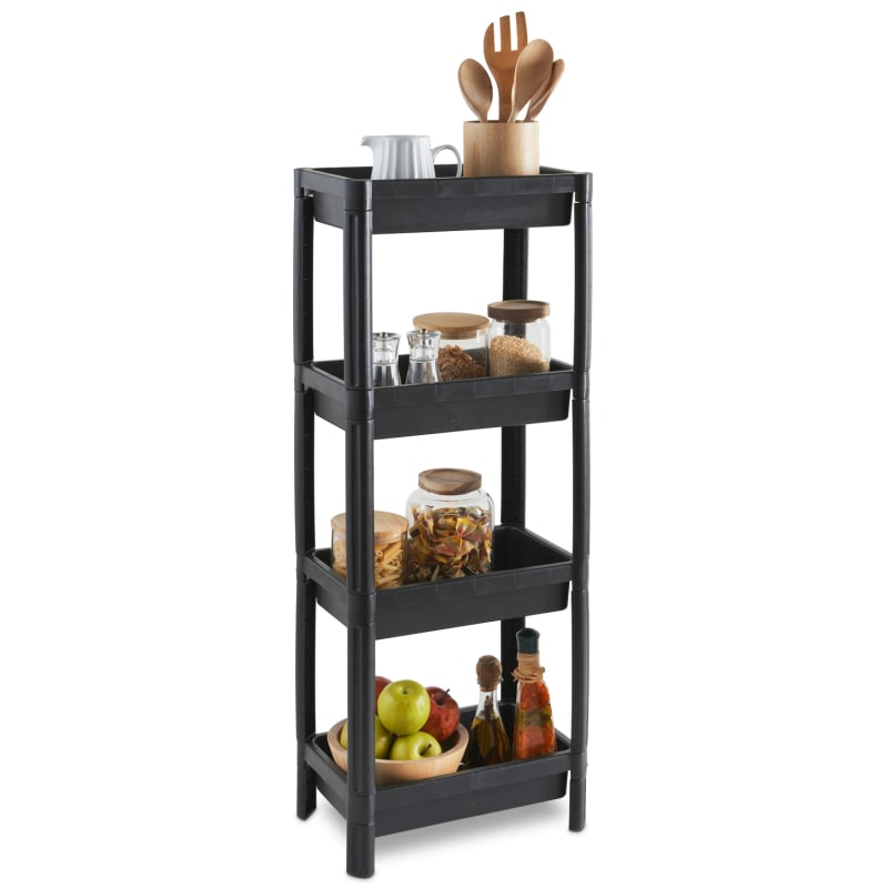 Home Essentials 4 Tier Shelf Black Storage & Shelving B&M