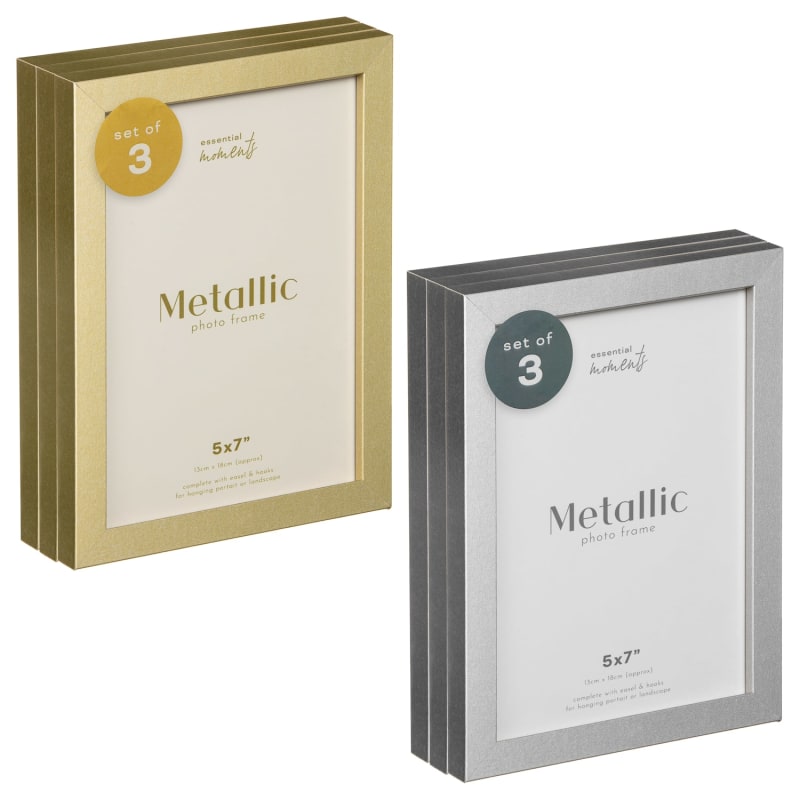 Metallic Photo Frame 3pk Silver Photo Frames B&M