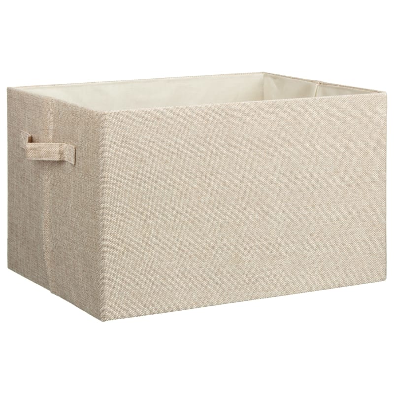 Foldable Linen Effect Box with Lid - Beige | Storage Boxes | B&M
