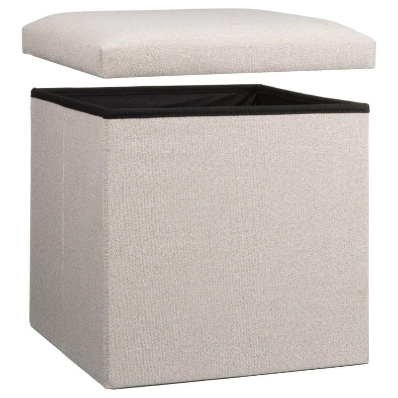 Square Linen Storage Cube Cream Storage Furniture B&M