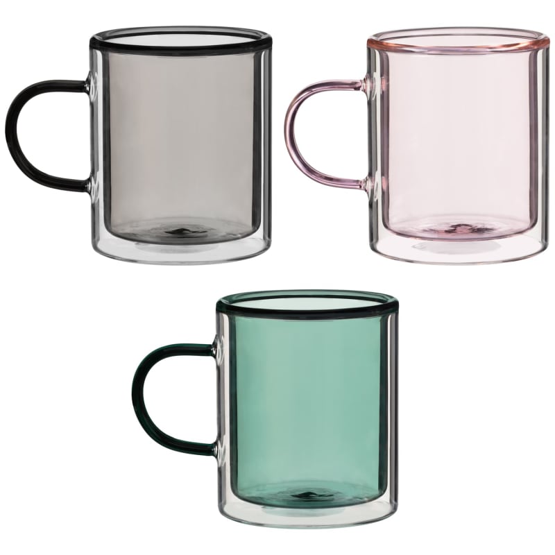 Double Wall Glass Mug Grey Cups B&M Stores
