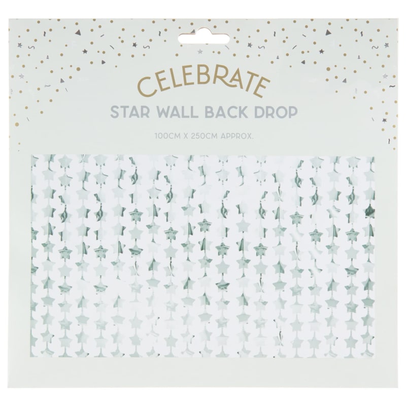 Star Wall Back Drop - Silver | Party Shop | B&M