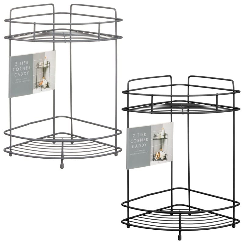 2 Tier Corner Caddy Black Bathroom Storage B&M Stores