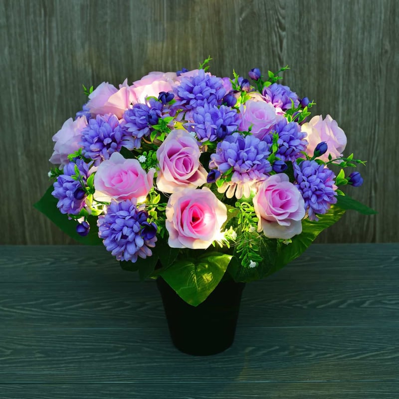 Solar Artificial Flower Pot Assorted Garden Lighting B&M