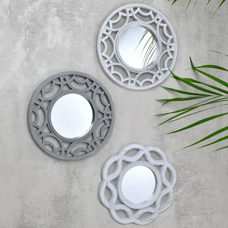 Round Mini Garden Wall Mirror White Garden Wall Decorations B&M