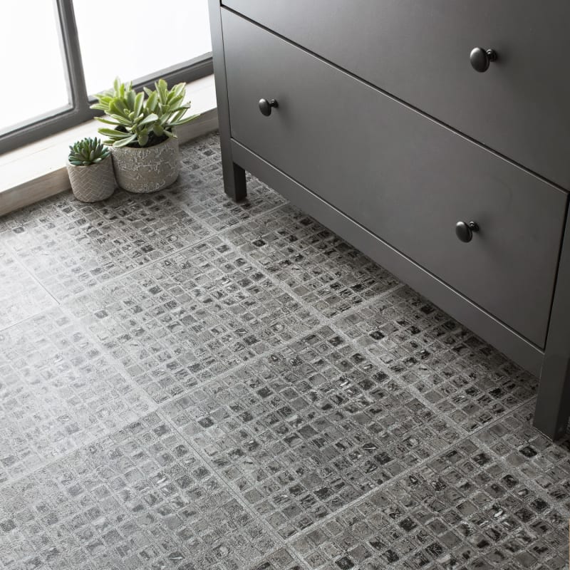 Self Adhesive Mosaic Effect Vinyl Floor Tile Grey Tiling & Flooring