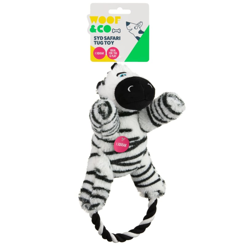 Woof & Co SYD Safari Tug Dog Toy Zebra Dog Toys B&M