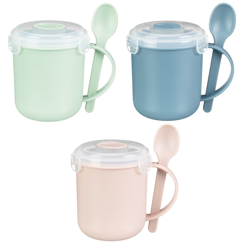 Microwave Soup Mug With Spoon Food Preparation B&M Stores