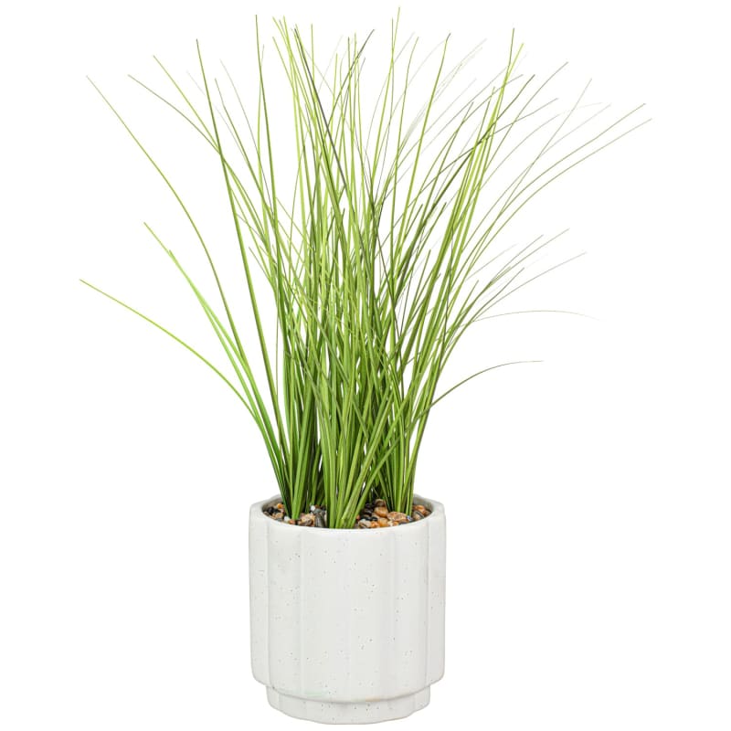 Chunky Ribbed Pot with Grass Cream Vases & Artificial Flowers B&M