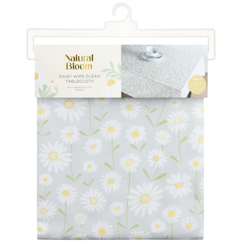 Natural Bloom Daisy Wipe Clean Table Cloth Tableware B&M