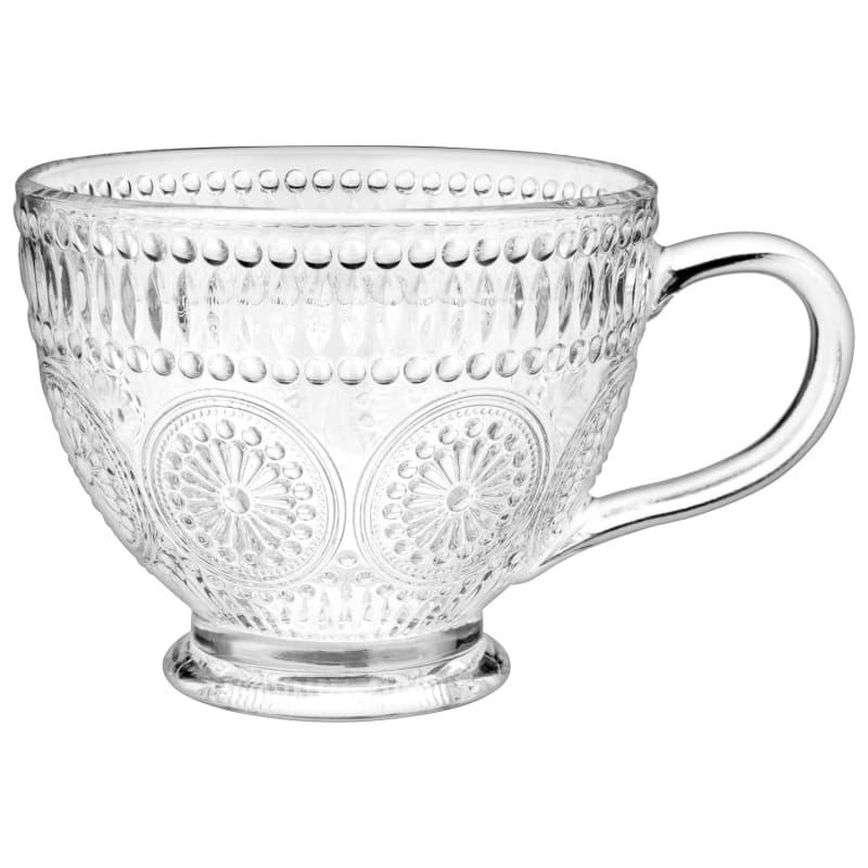 Natural Bloom Embossed Glass Mug Clear Mugs & Cups B&M