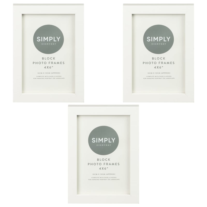 Simply Everyday Cream 4 x 6" Block Frames 3pk Photo Frames B&M