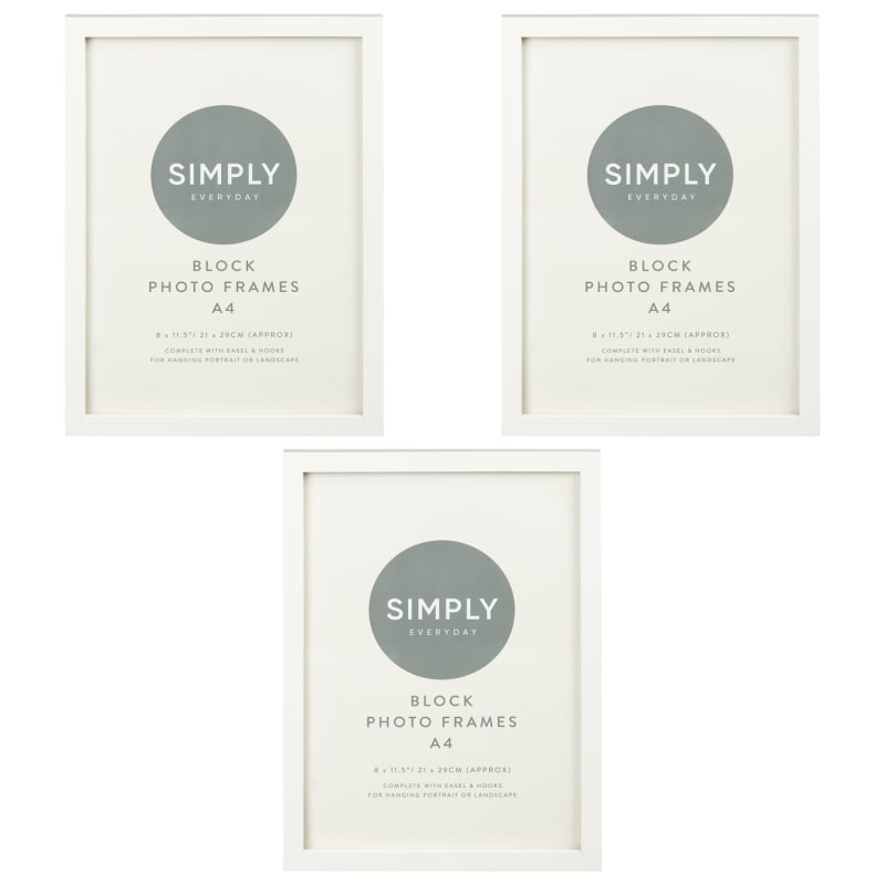 Simply Everyday Cream A4 Block Frames 3pk Photo Frames B&M