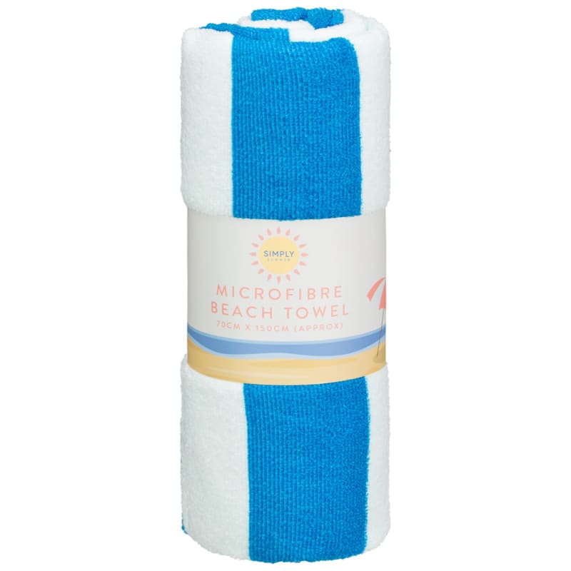 Simply Summer Microfibre Beach Towel Blue Beach Towels B&M Stores