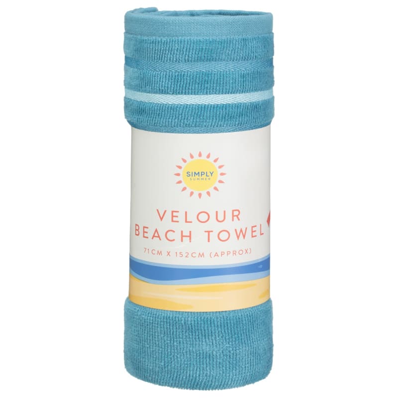 Simply Summer Velour Beach Towel Blue Beach Towels B&M Stores