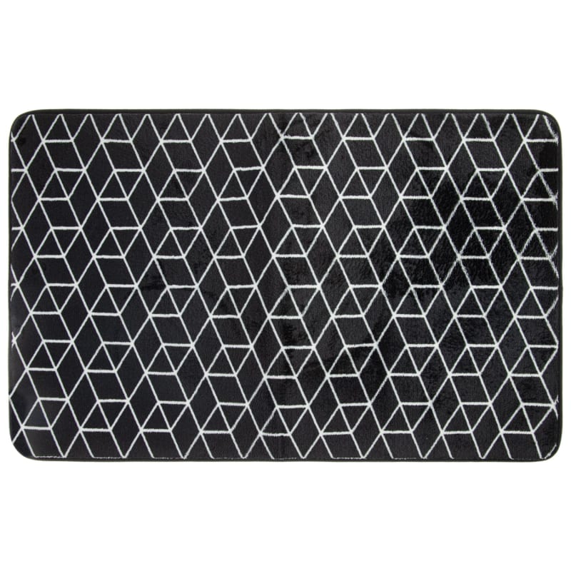 Supersoft 2 Piece Geometric Bathmat Set - Black | Bath & Pedestal Mats ...