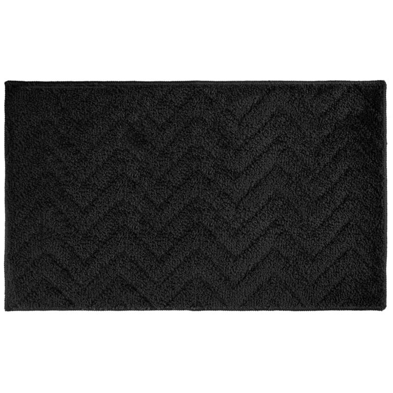 Simply Everyday Chevron Tufted Bath Mat Black Bath Mats B&M