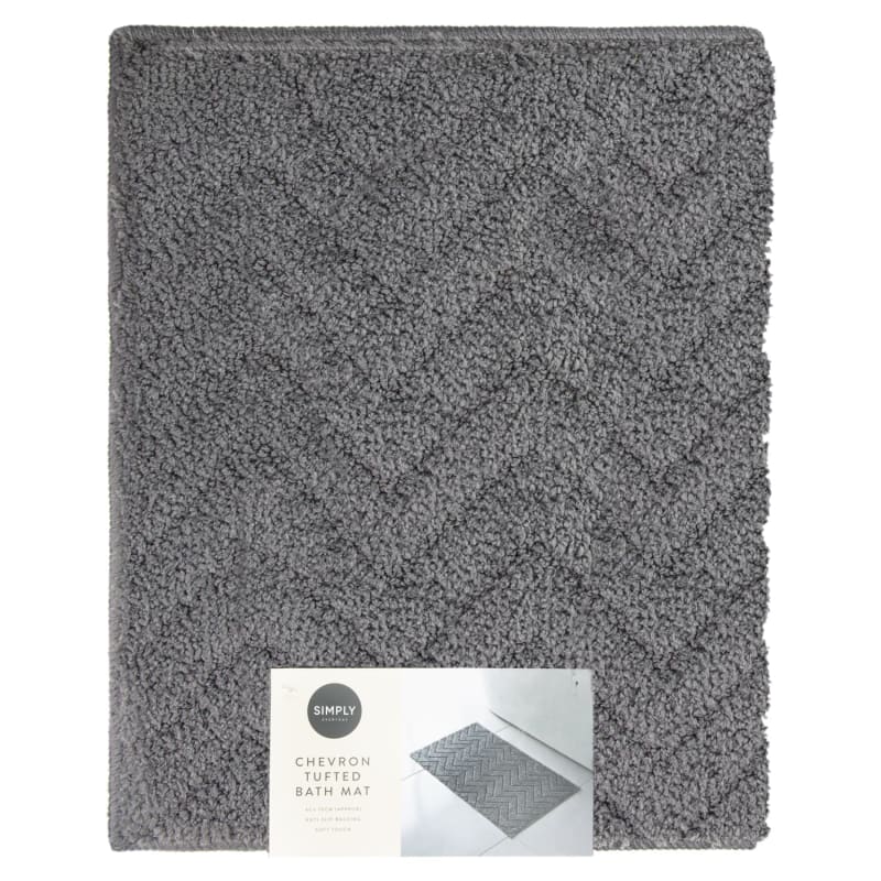 Simply Everyday Chevron Tufted Bath Mat Grey Bath Mats B&M