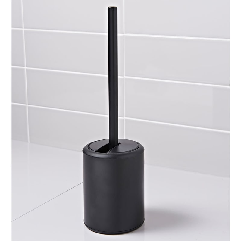 Open Lid Toilet Brush Black Bathroom Accessories B&M Stores