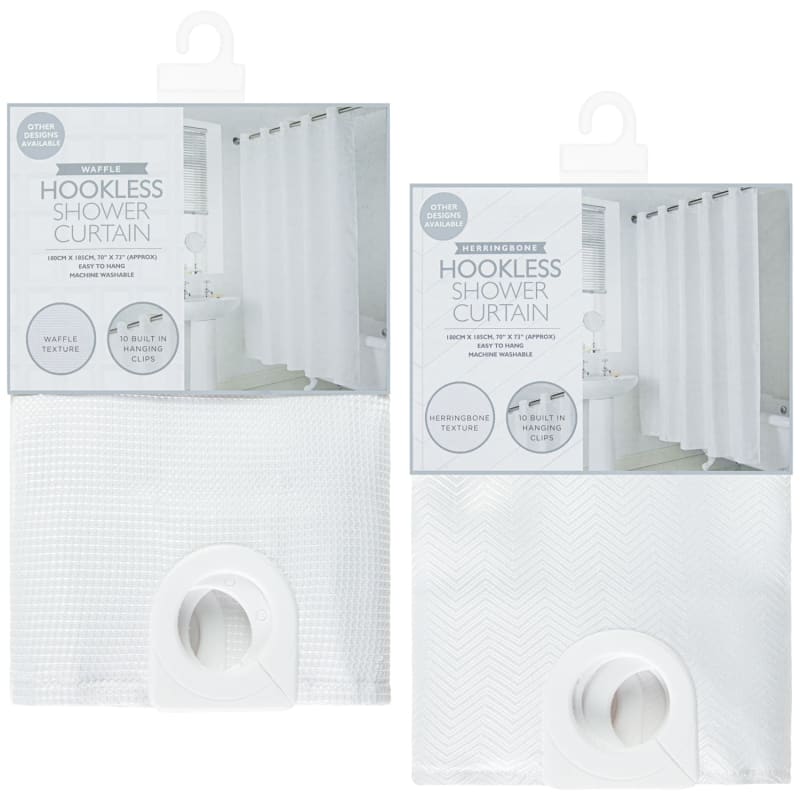 White Hookless Textured Shower Curtain Waffle Shower Curtains B&M