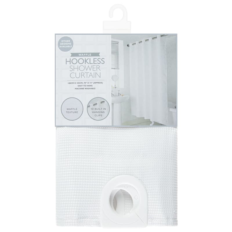 White Hookless Textured Shower Curtain Waffle Shower Curtains B&M