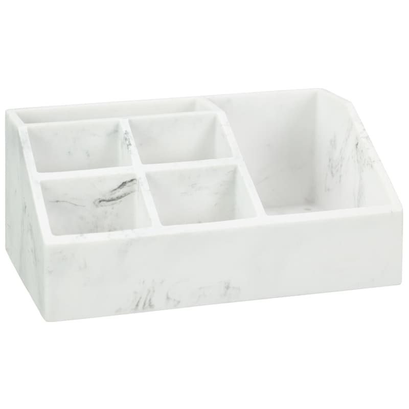 6 Section Marble Organiser Grey Bathroom Storage B&M