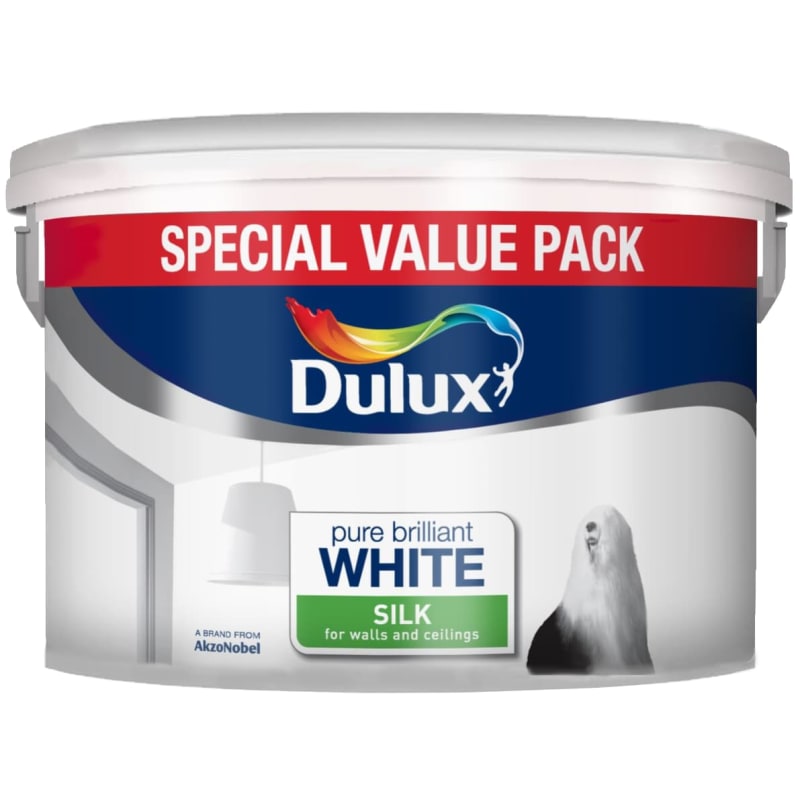 Dulux Silk Paint 7.5L Pure Brilliant White Emulsion Paint B&M