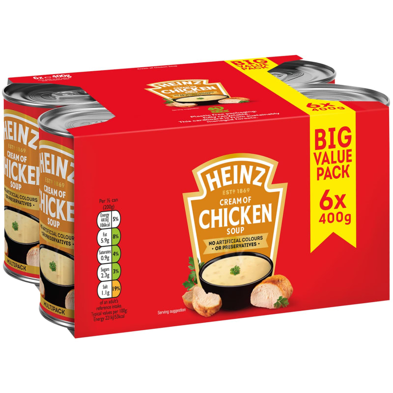 Heinz Chicken Soup Big Value Pack 6 x 400g Tinned Products B&M