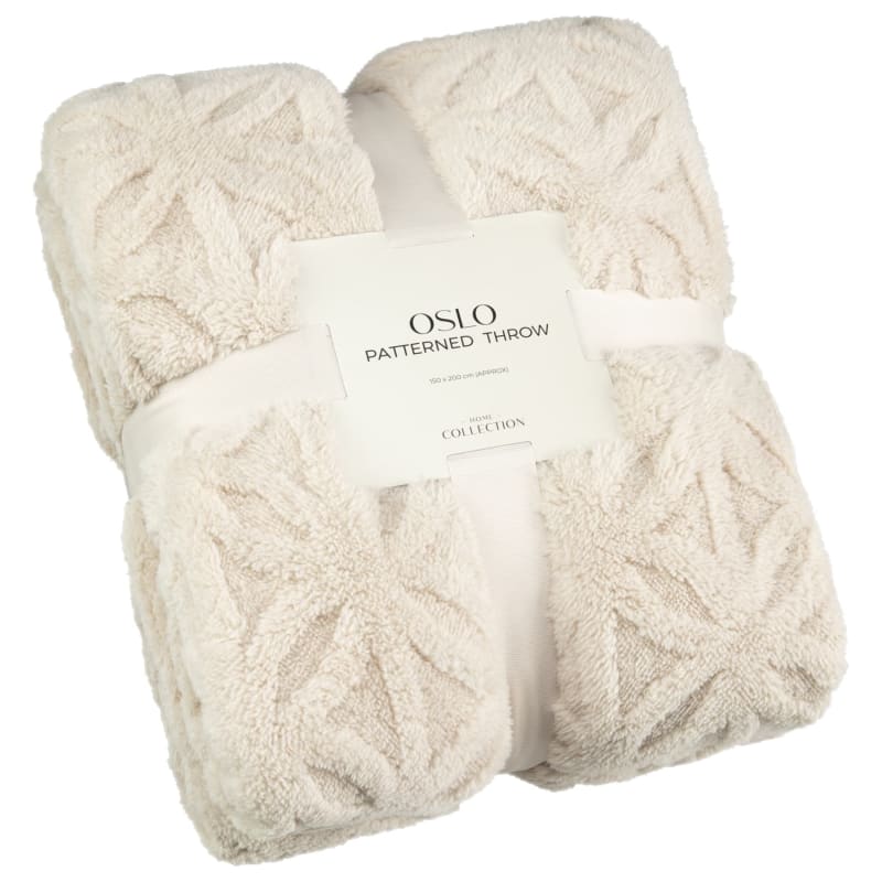 Patterned Throwa Oslo Patterned Throw - Natural | Throws - B&M