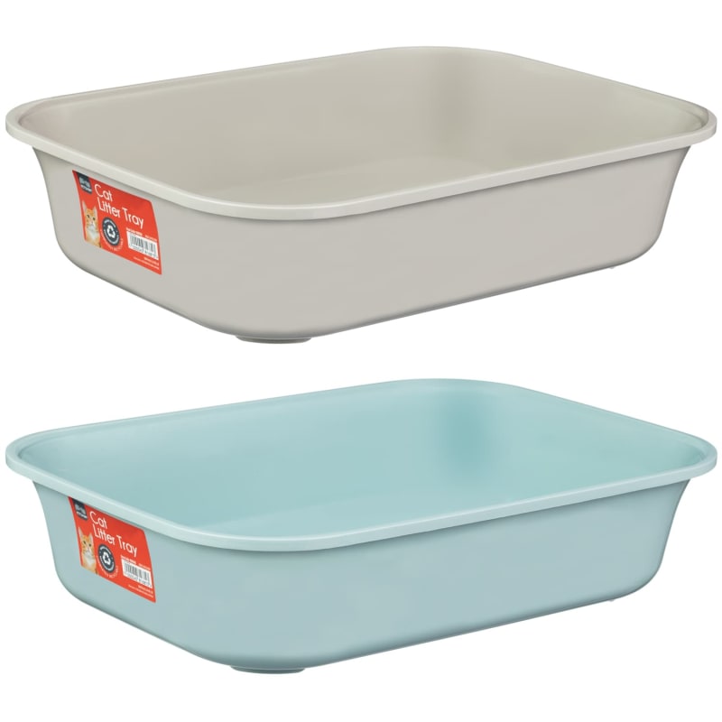 Cat Litter Tray Grey Plastic Litter Tray Cat Accessories B&M