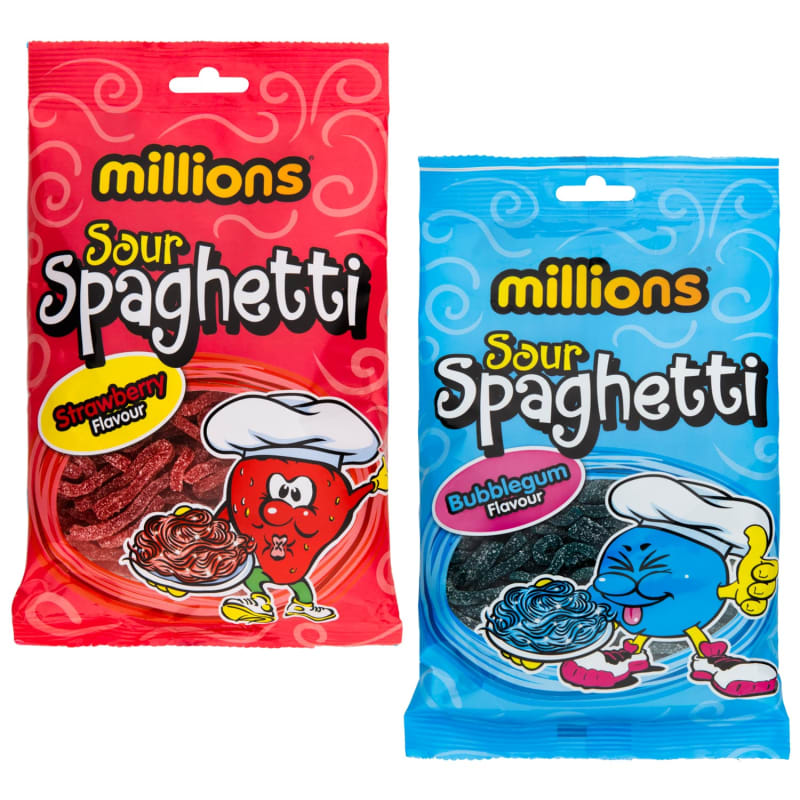 Millions Sour Spaghetti 180g Bubblegum Sweets B&M Stores