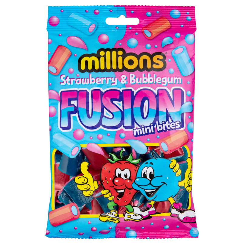 Millions Fusion Mini Bites 225g Strawberry & Bubblegum Sweets B&M
