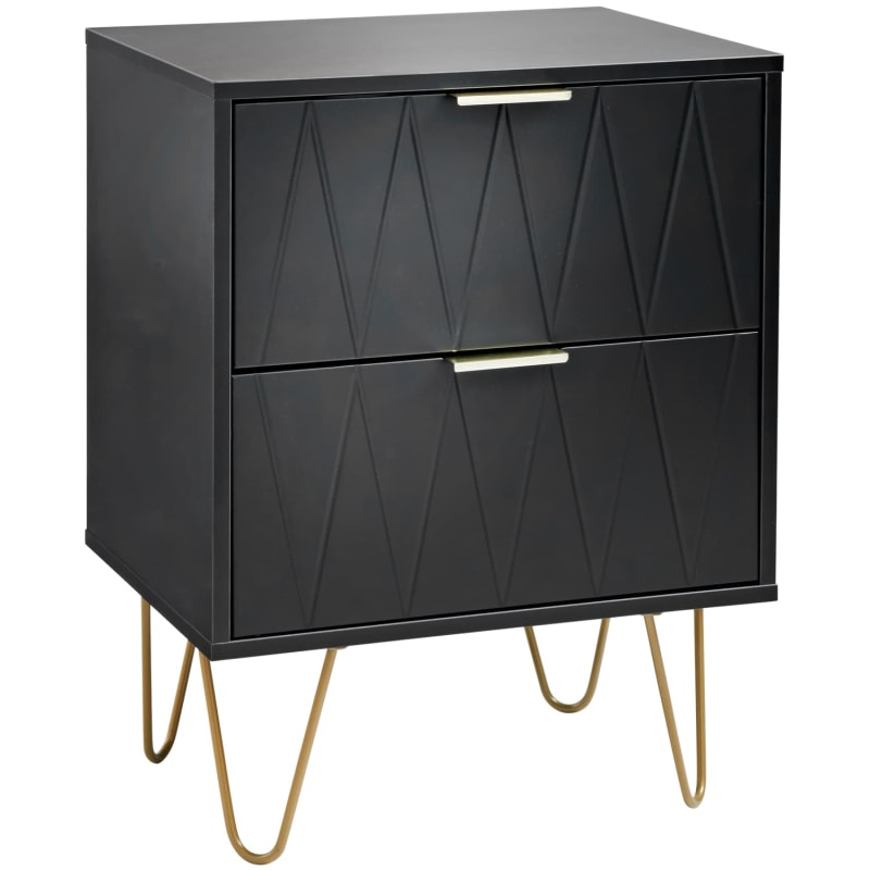 Loft Studio 2 Drawer Bedside Table Black Bedside Tables B&M
