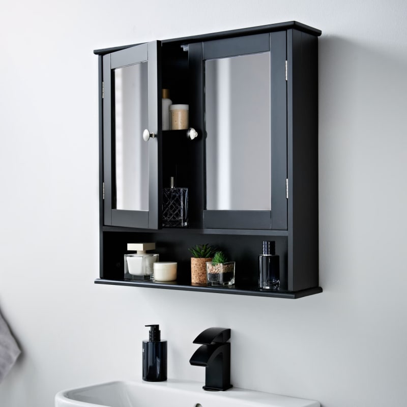 Maine 2 Door Wall Unit Black Bathroom Furniture B&M Stores