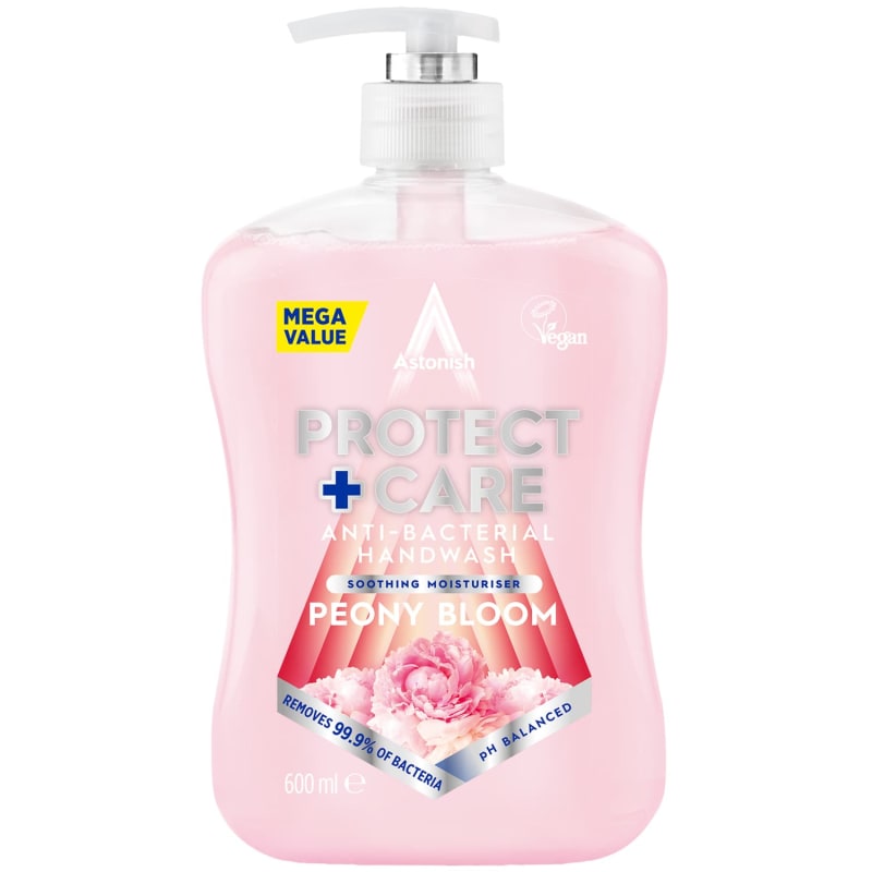 Astonish Protect + Care Anti-Bacterial Hand Wash 600ml - Peony Bloom