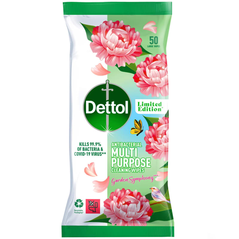 Dettol Antibacterial Multi Purpose Cleaning Wipes 50pk Garden