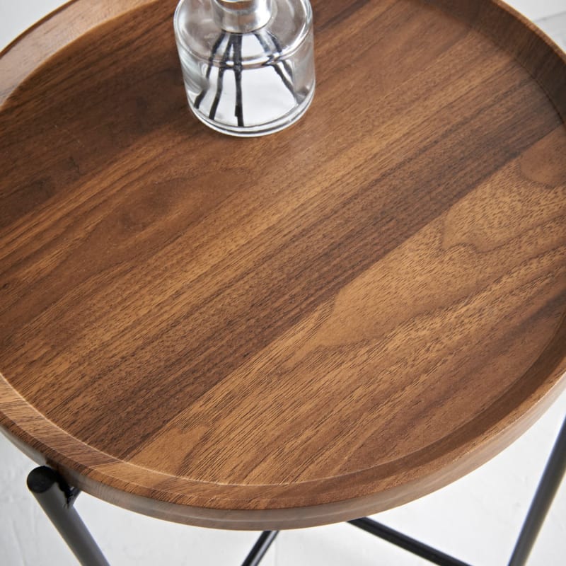 Home Collection Walnut Finish Side Table Side Tables B&M