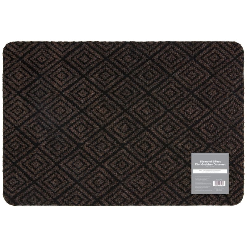 Diamond Effect Dirt Grabber Doormat Brown Doormats B&M