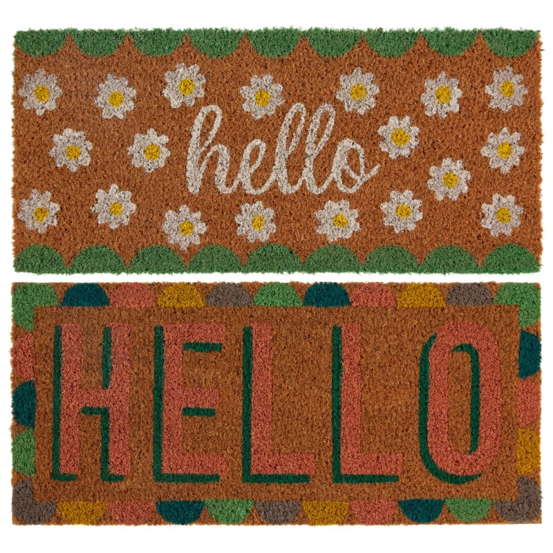 Printed Coir Step Mat Spots Doormats B&M
