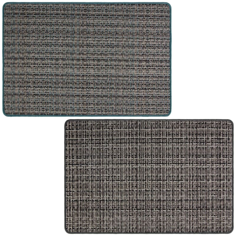 Woven Effect Doormat Black Doormats B&M