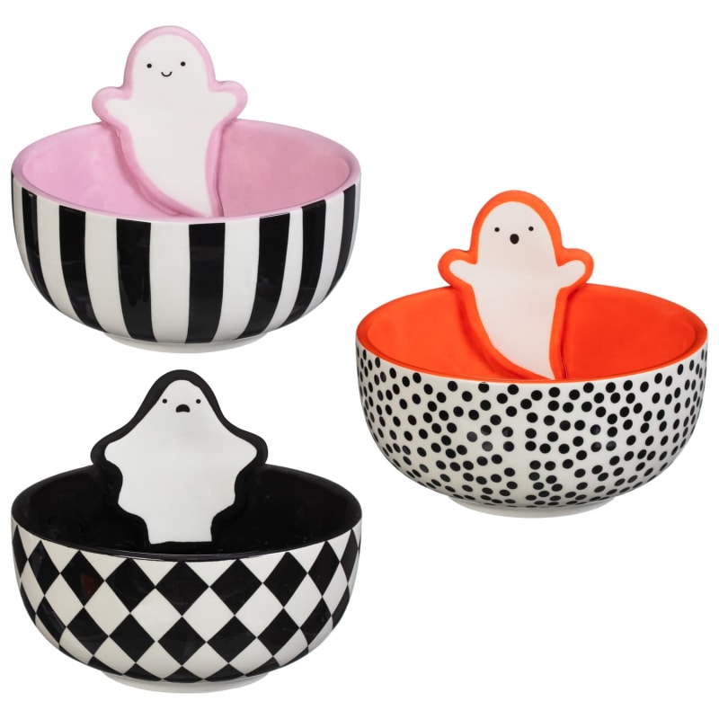 Ghost Dip Bowl Orange Halloween Decorations B&M