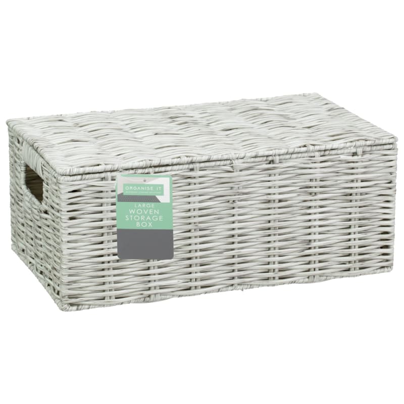 Large Woven Storage Box Light Grey Bathroom Storage B&M