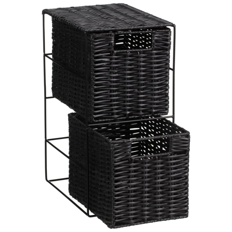 2 Drawer Storage Tower Black Bathroom Storage B&M