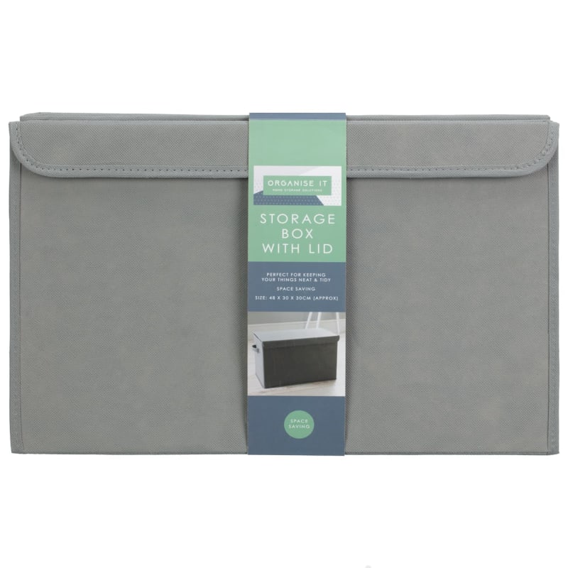 Storage Box With Lid Grey Storage Boxes B&M