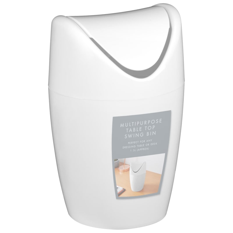 Simply Everyday Mini Swing Bin 1.5L - White | Bathroom Bins | B&M