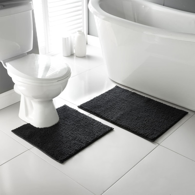 Simply Everyday Bath & Pedestal Mat Set - Black | Bathroom | B&M