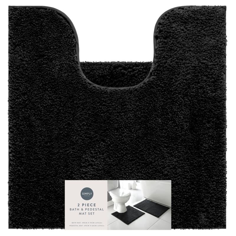 Simply Everyday Bath & Pedestal Mat Set - Black | Bathroom | B&M