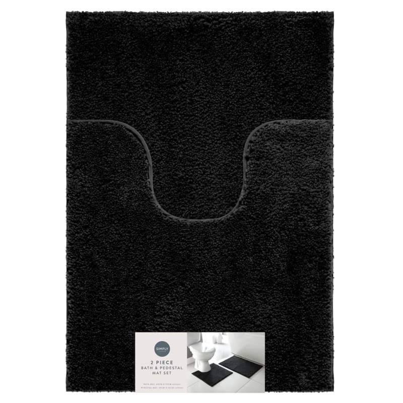 Simply Everyday Bath & Pedestal Mat Set - Black | Bathroom | B&M