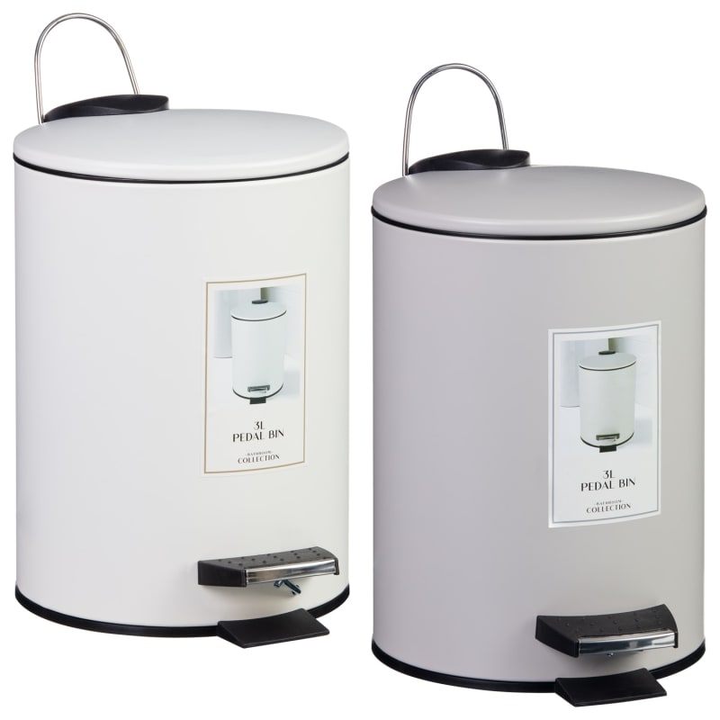 Pedal Bin 3L - Cream | Bathroom Bins | B&M